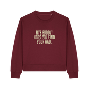 burgundy christmas jumper with the slogan 'by buddy hope you find your dad'