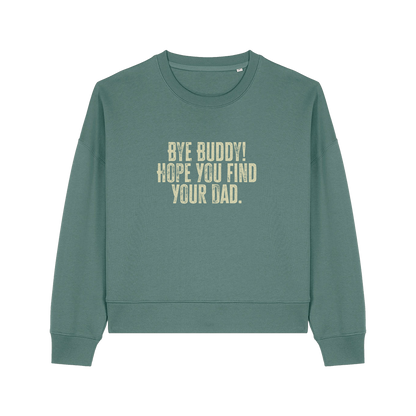 green christmas jumper with the slogan 'by buddy hope you find your dad'