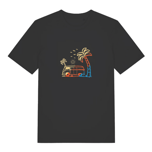 black women's graphic t-shirt with a campervan design 