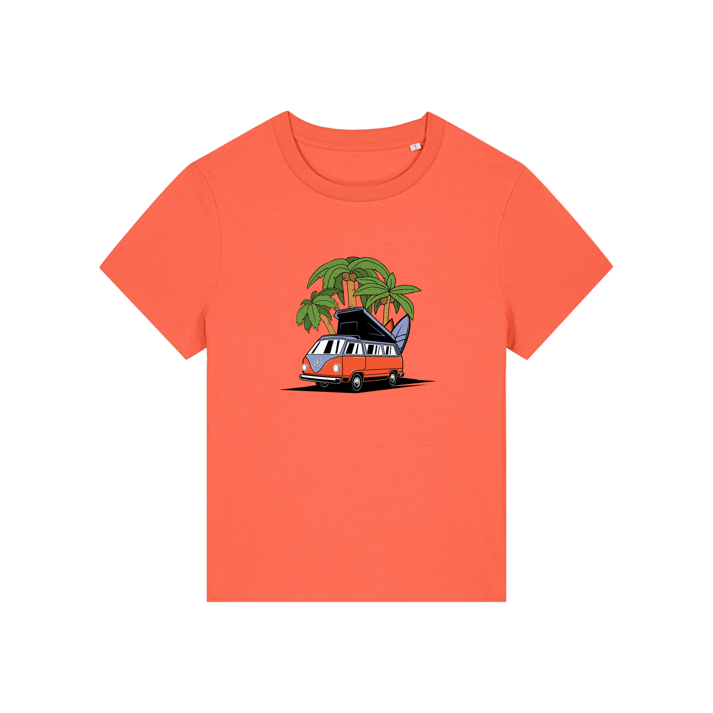 orange graphic t-shirt with a campervan