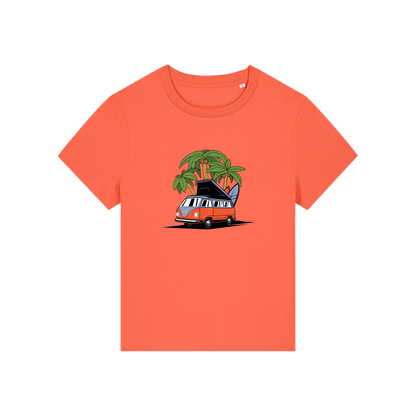 orange graphic t-shirt with a campervan