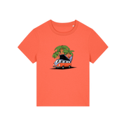 orange graphic t-shirt with a campervan