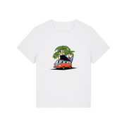 white graphic t-shirt with a campervan