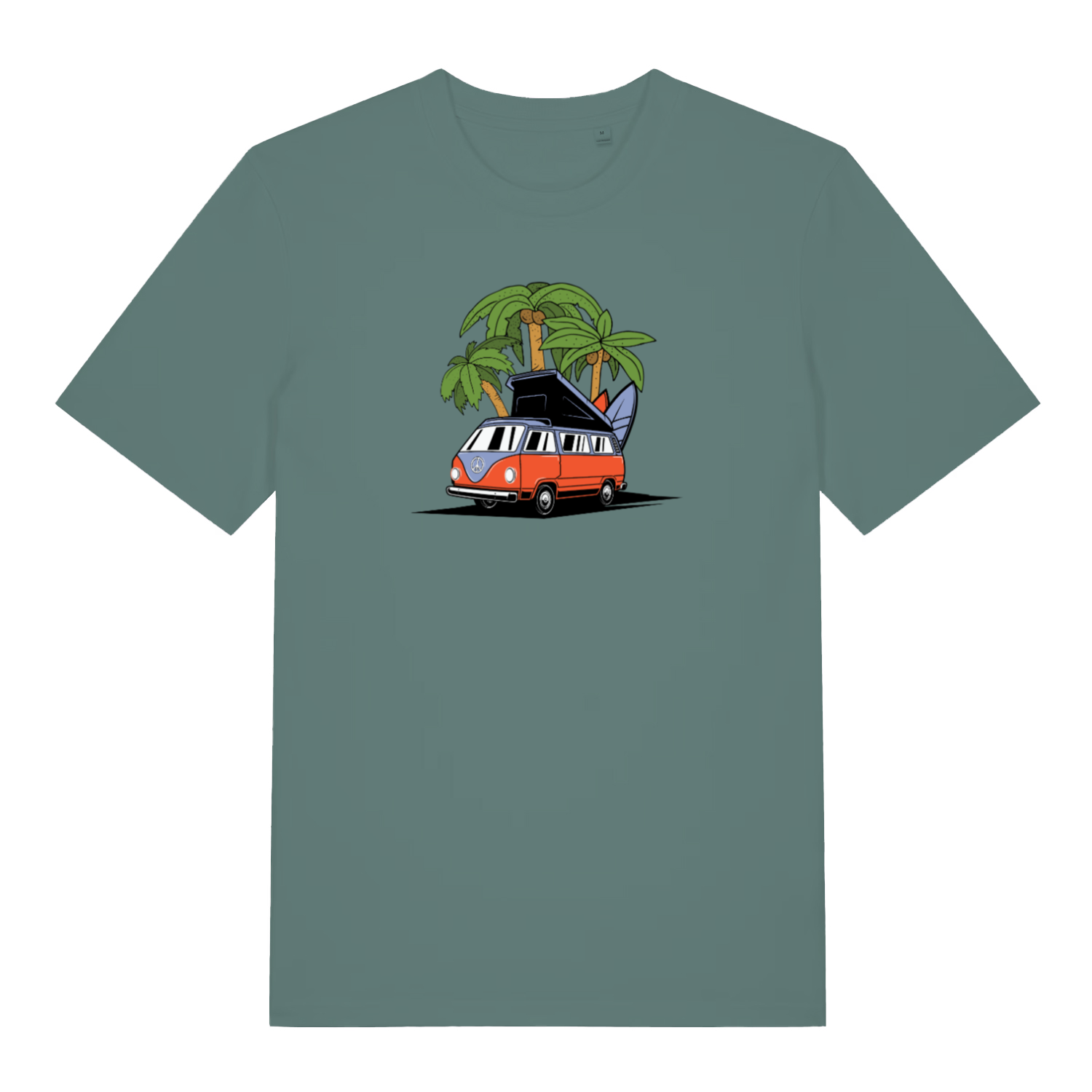 green graphic t-shirt with a campervan design 