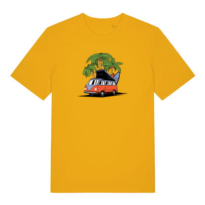 yellow graphic t-shirt with a campervan design 
