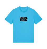 blue slogan-t-shirt with the slogan casual friday