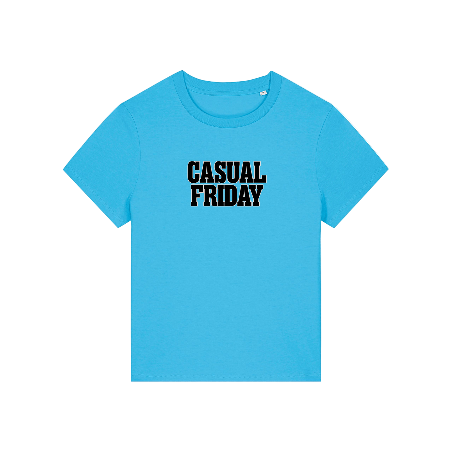 blue slogan t-shirt that reads 'casual friday'