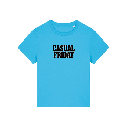 blue slogan t-shirt that reads 'casual friday'