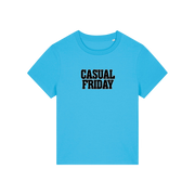 blue slogan t-shirt that reads 'casual friday'