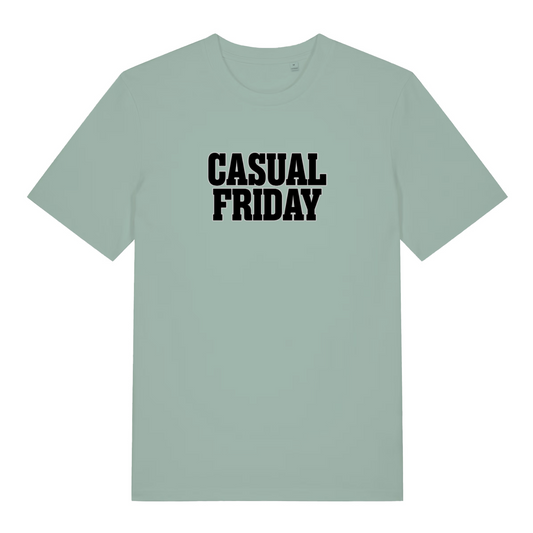 green women's slogan t-shirt with the text 'casual friday'