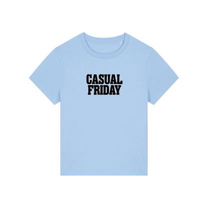 light blue slogan t-shirt that reads 'casual friday'