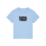 light blue slogan t-shirt that reads 'casual friday'