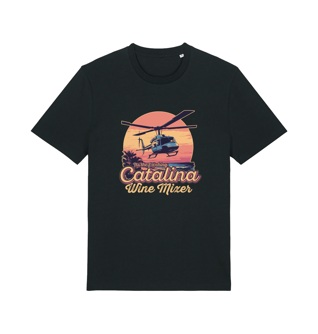 black movie t-shirt inspired by the comedy step brothers with the text 'catalina wine mixer'