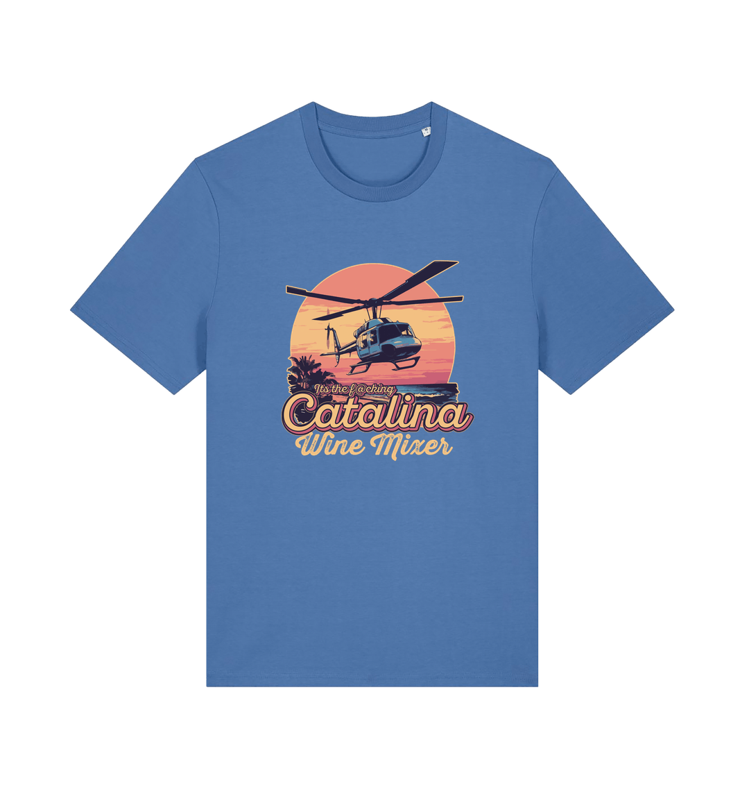blue movie t-shirt inspired by the comedy step brothers with the text 'catalina wine mixer'