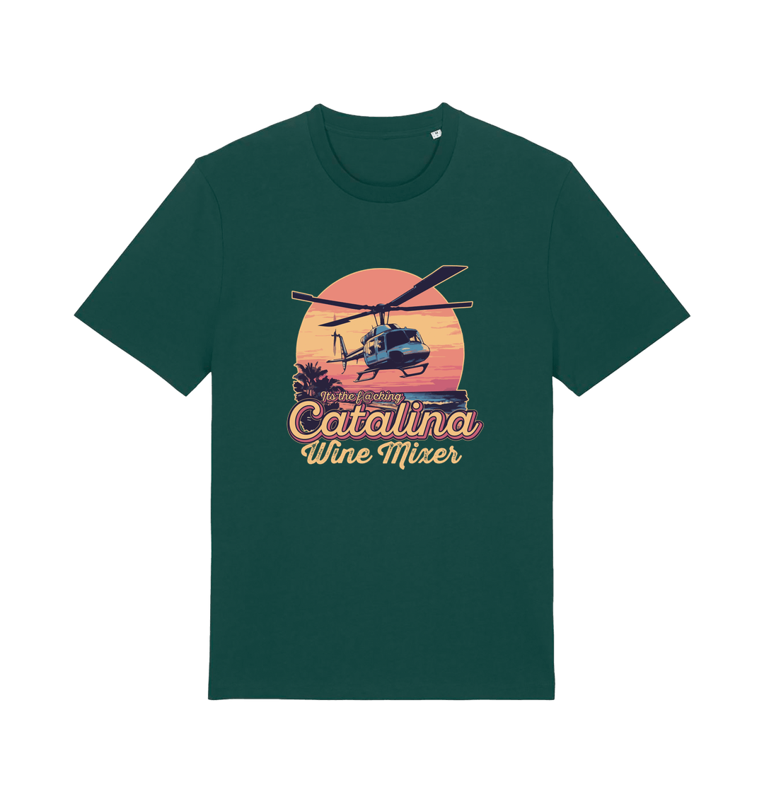 green movie t-shirt inspired by the comedy step brothers with the text 'catalina wine mixer'