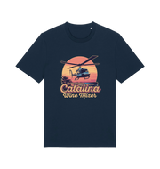navy movie t-shirt inspired by the comedy step brothers with the text 'catalina wine mixer'