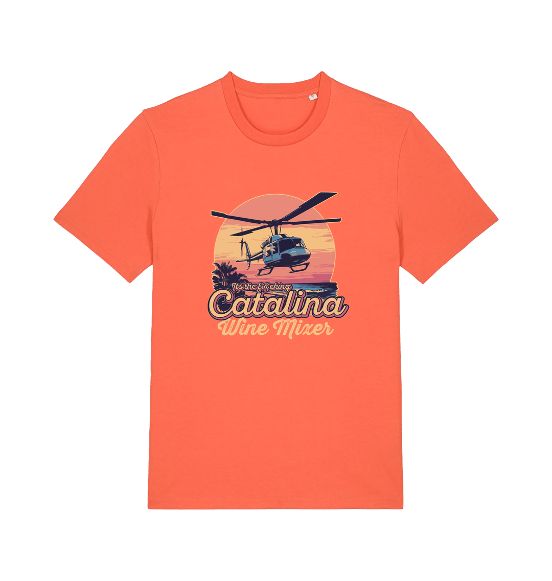 orange movie t-shirt inspired by the comedy step brothers with the text 'catalina wine mixer'