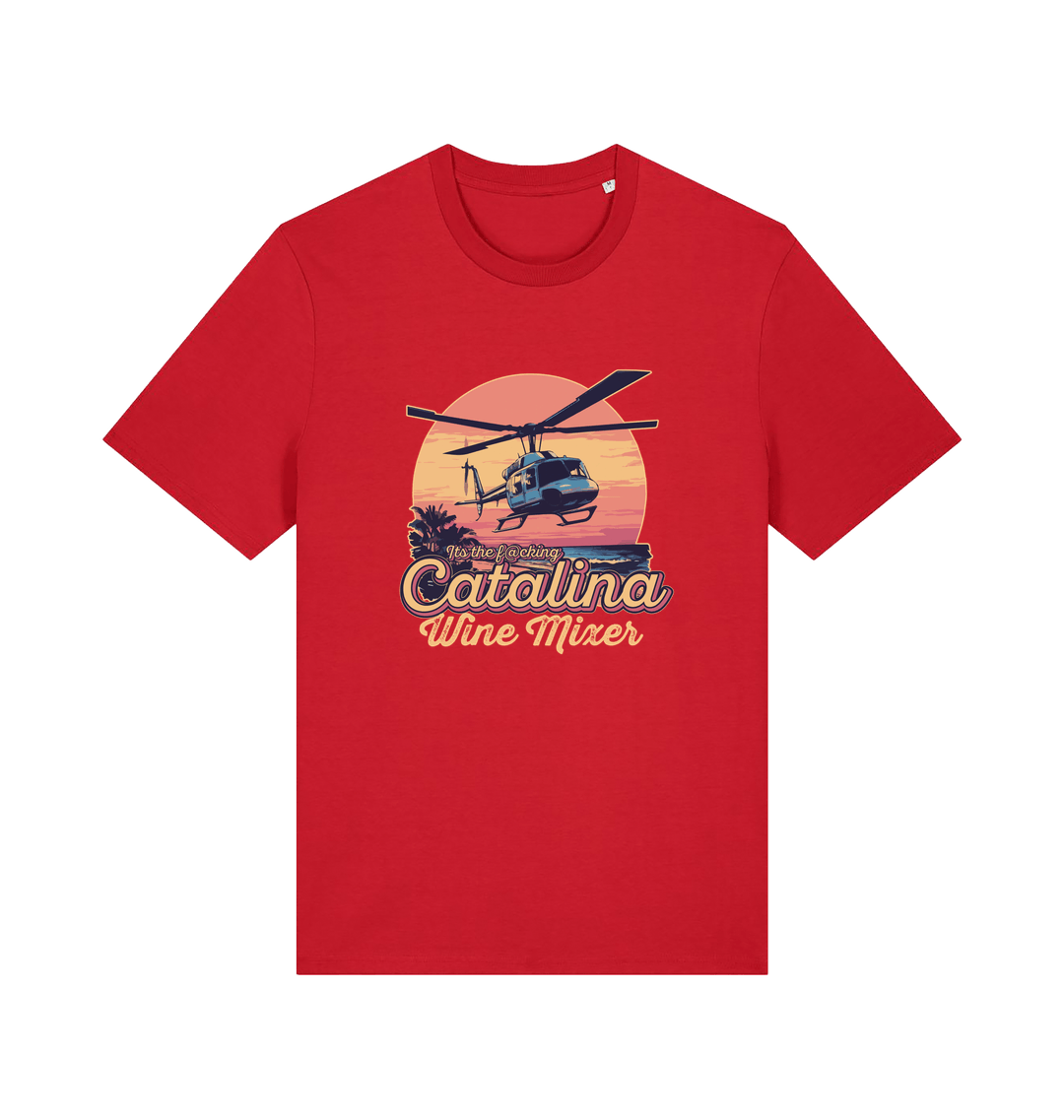red movie t-shirt inspired by the comedy step brothers with the text 'catalina wine mixer'