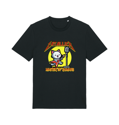 black music t-shirt with the graphic of a cat playing the guitar