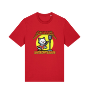 red music t-shirt with the graphic of a cat playing the guitar
