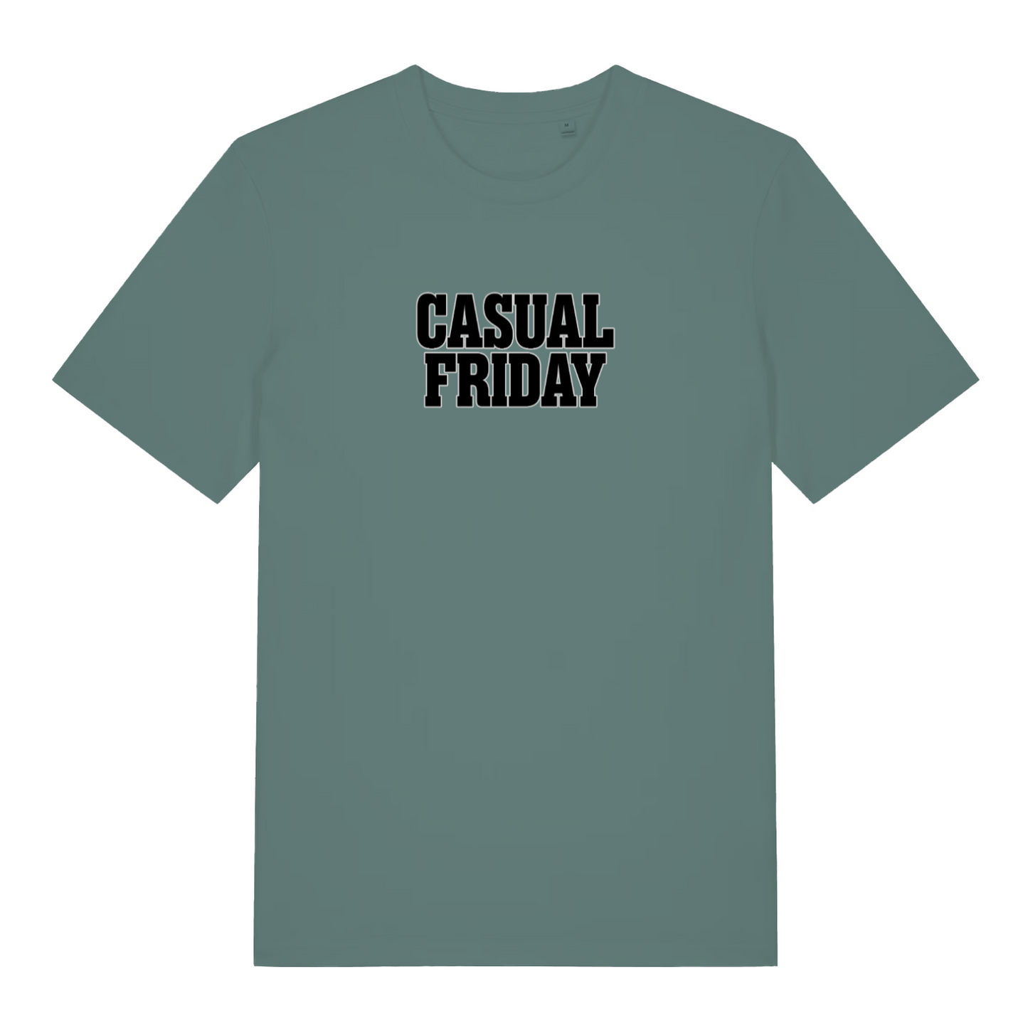 green slogan t-shirt with the text 'casual friday'