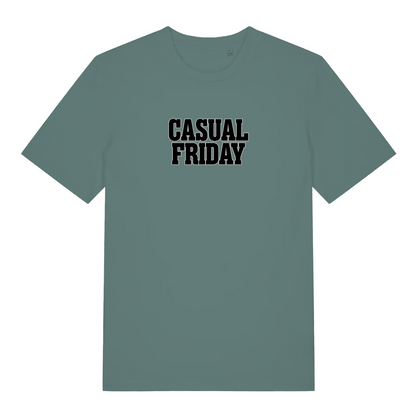 green slogan t-shirt with the text 'casual friday'
