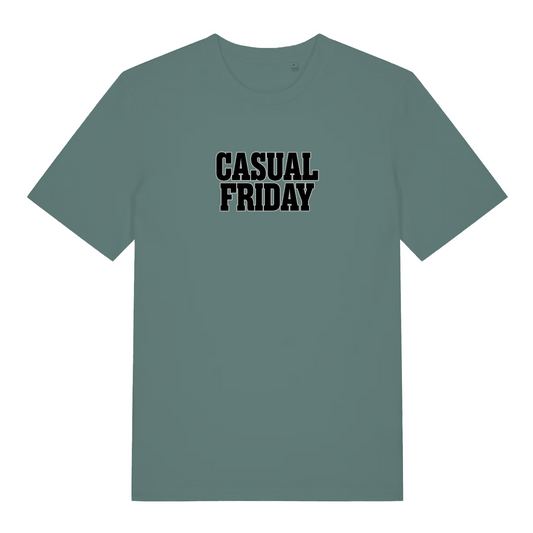 green slogan t-shirt with the text 'casual friday'