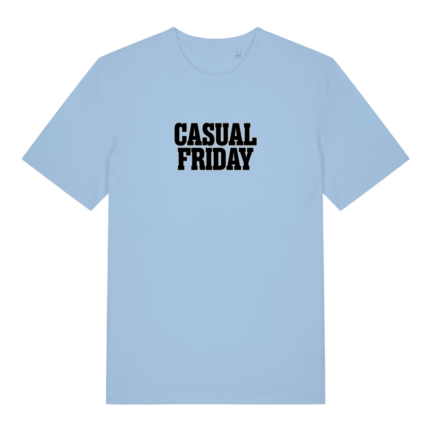light blue slogan t-shirt with the text 'casual friday'