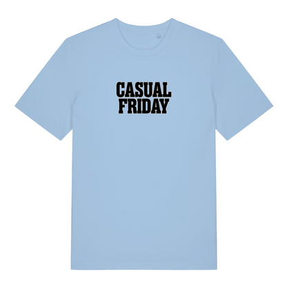 light blue slogan t-shirt with the text 'casual friday'