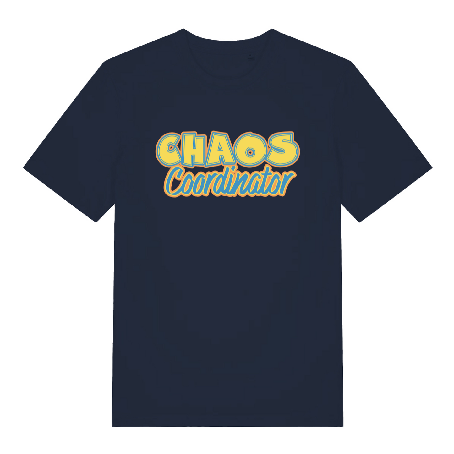 navy women's slogan t-shirt with the text 'chaos coordinator'