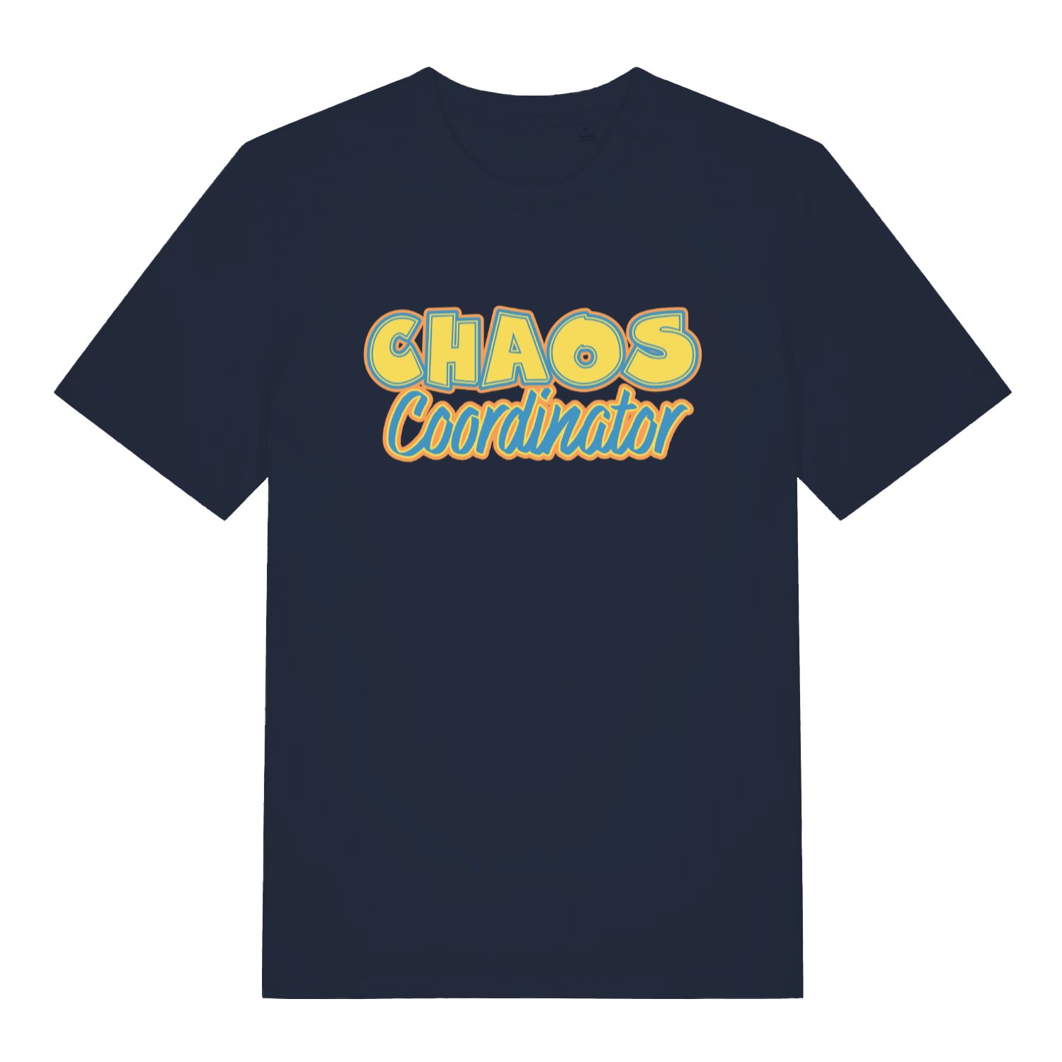 navy women's slogan t-shirt with the text 'chaos coordinator'
