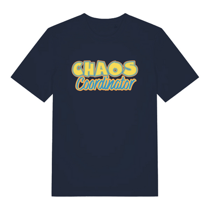 navy women's slogan t-shirt with the text 'chaos coordinator'