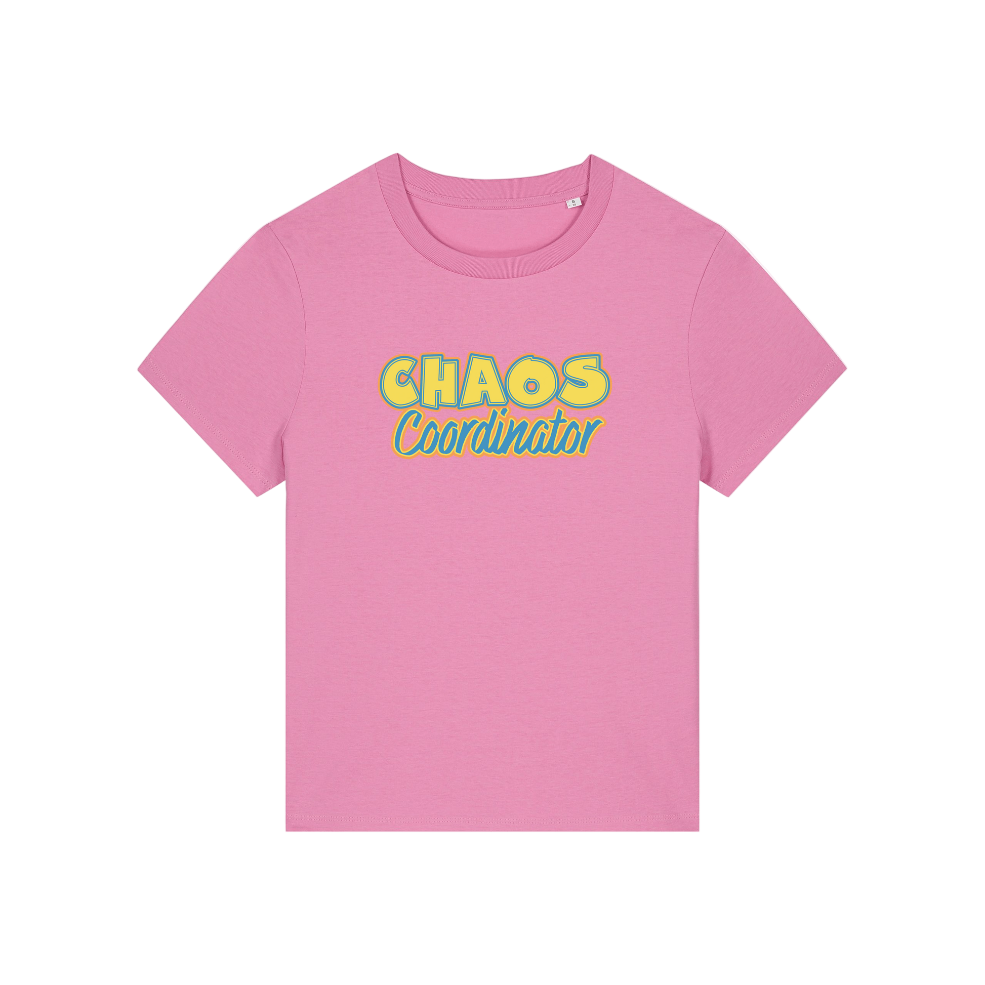 pink slogan t-shirt with 'chaos coordinator'