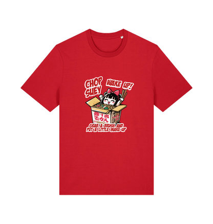 red music t-shirt with the graphic of a chinese takeout box inspired by the system of a down.