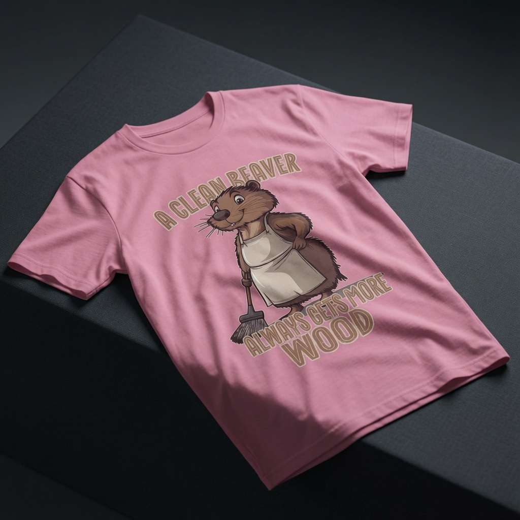 Pink Clean Beaver Always Gets More Wood t-shirt, funny witty ladies animal graphic tee