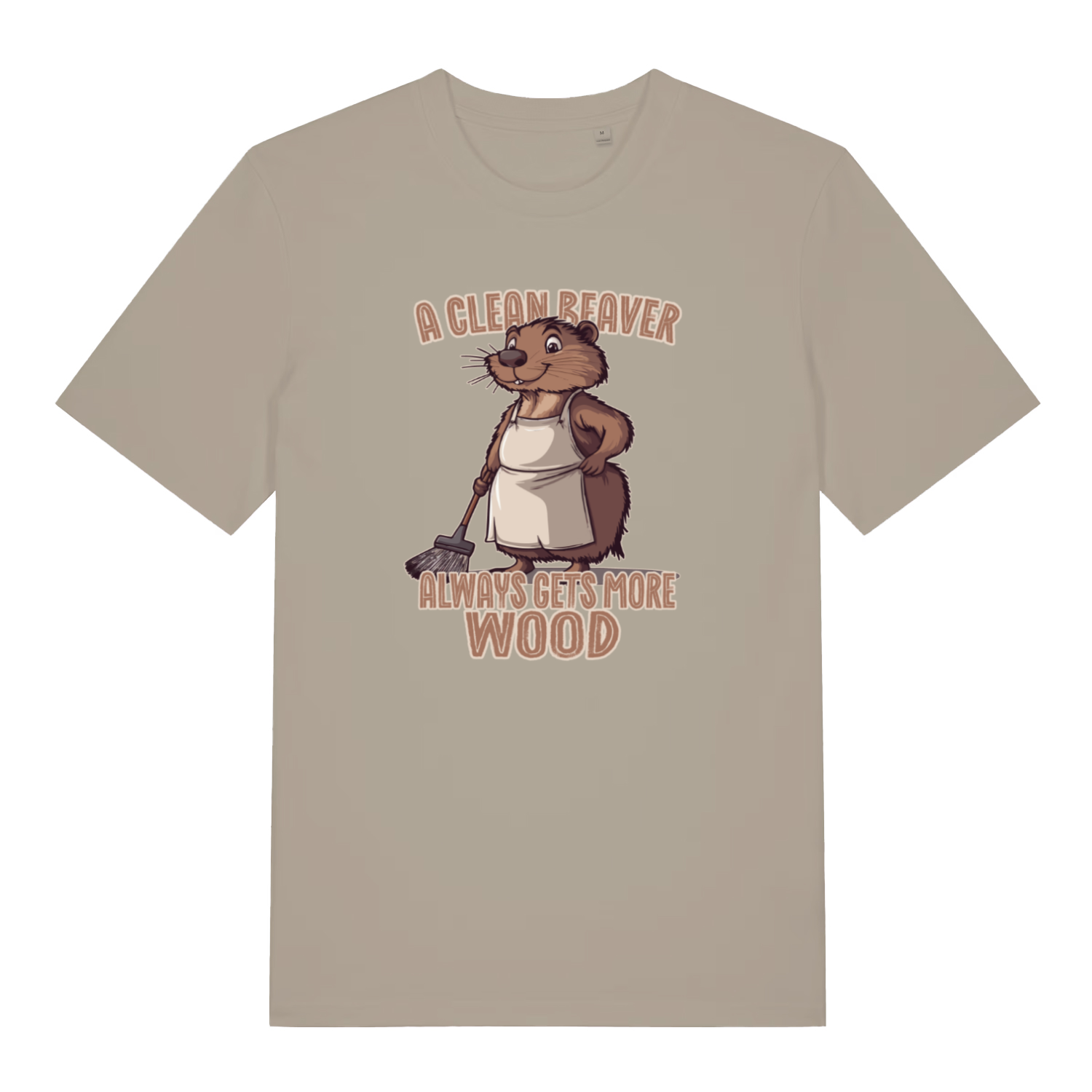 stone rude animal t-shirt with the graphic of a beaver and the slogan 'a clean beaver always gets more wood'