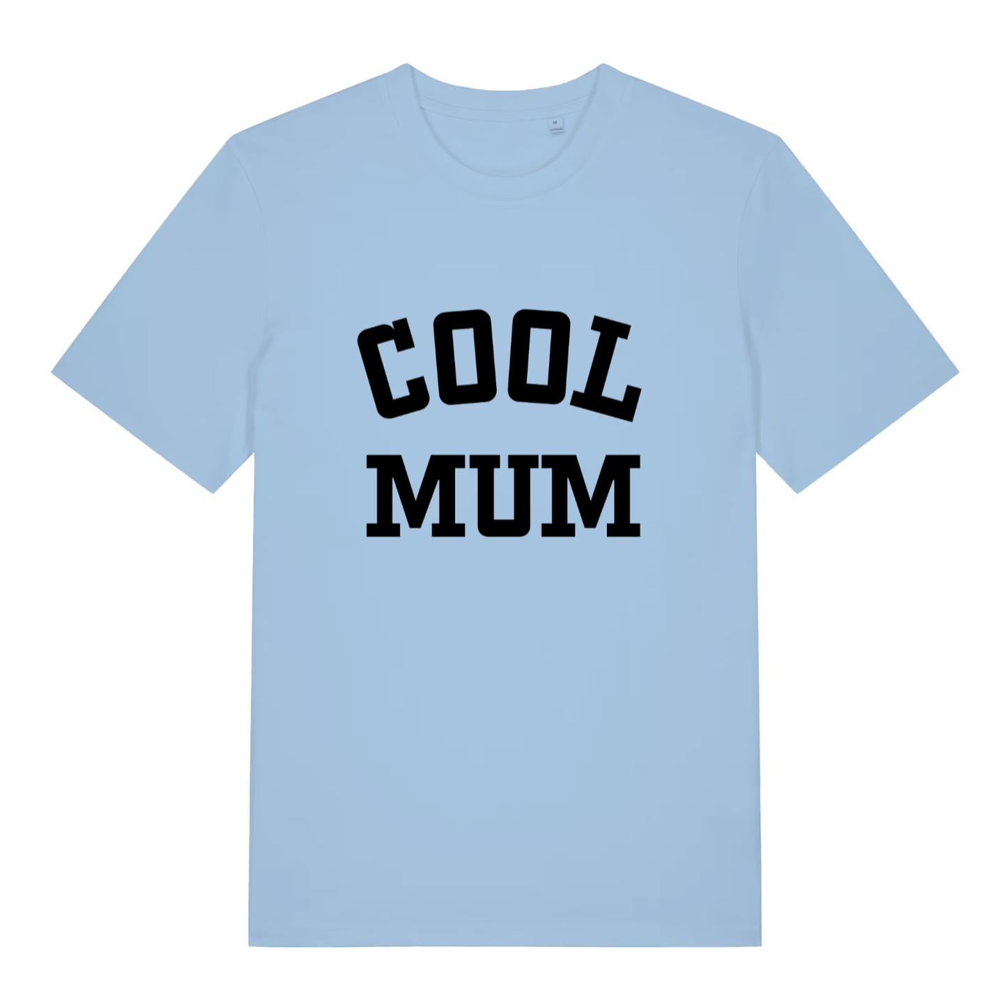 Sky blue women's Cool Mum T-shirt flat lay with simple cool mum statement