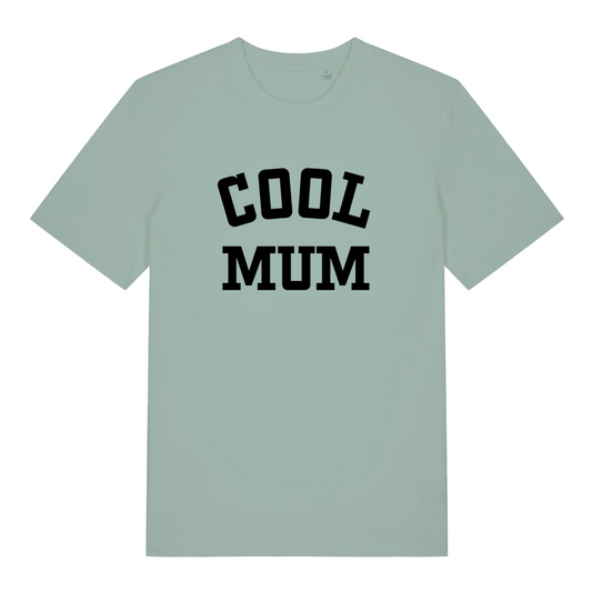 green women's slogan t-shirt with the text 'cool mum'