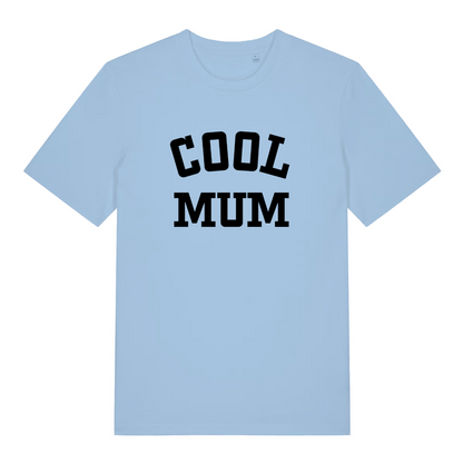 light blue women's slogan t-shirt with the text 'cool mum'