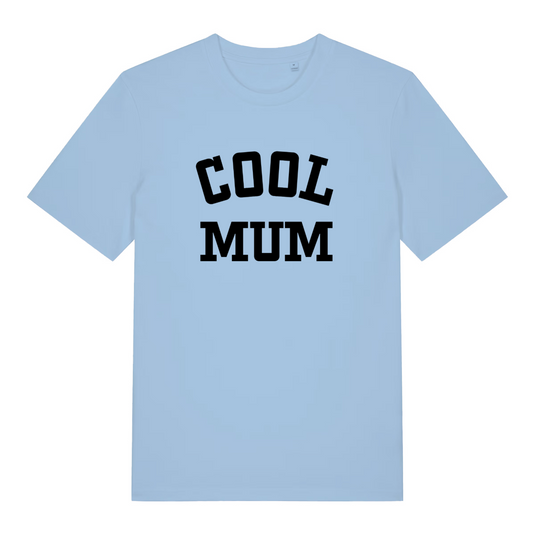 light blue women's slogan t-shirt with the text 'cool mum'