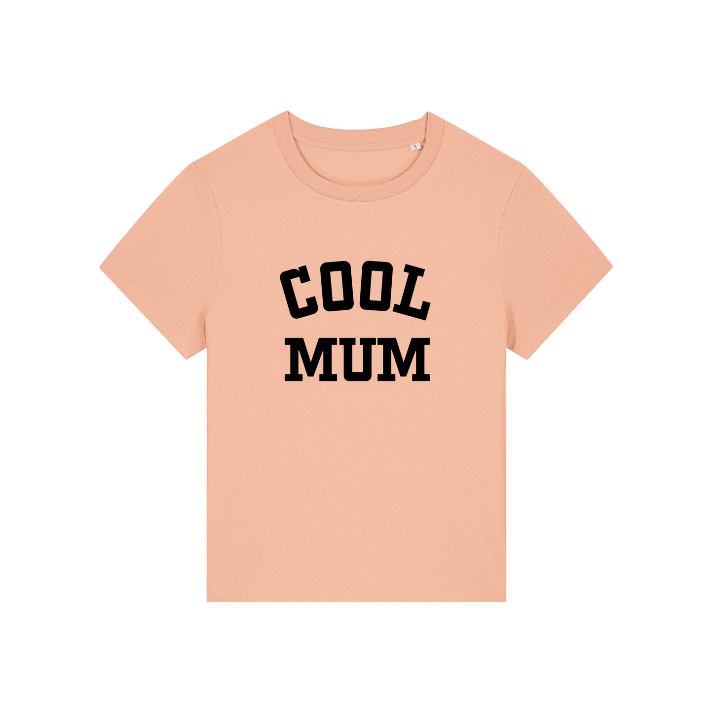 peach mum t-shirt with the slogan 'cool mum'