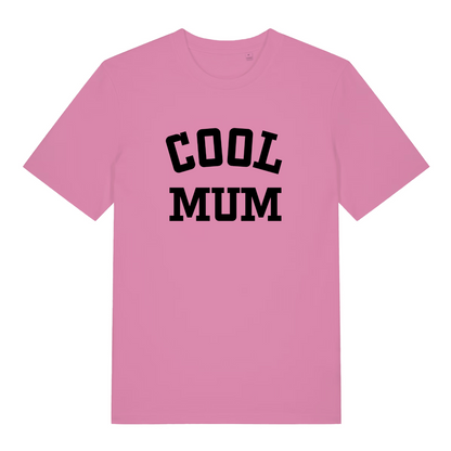 pink women's slogan t-shirt with the text 'cool mum'