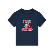 navy matching t-shirt with the graphic of a muffin and the slogan 'i'm his cupcake'
