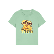 green kawaii t-shirt with the graphic of two little monkey's on and the slogan 'cute titis'