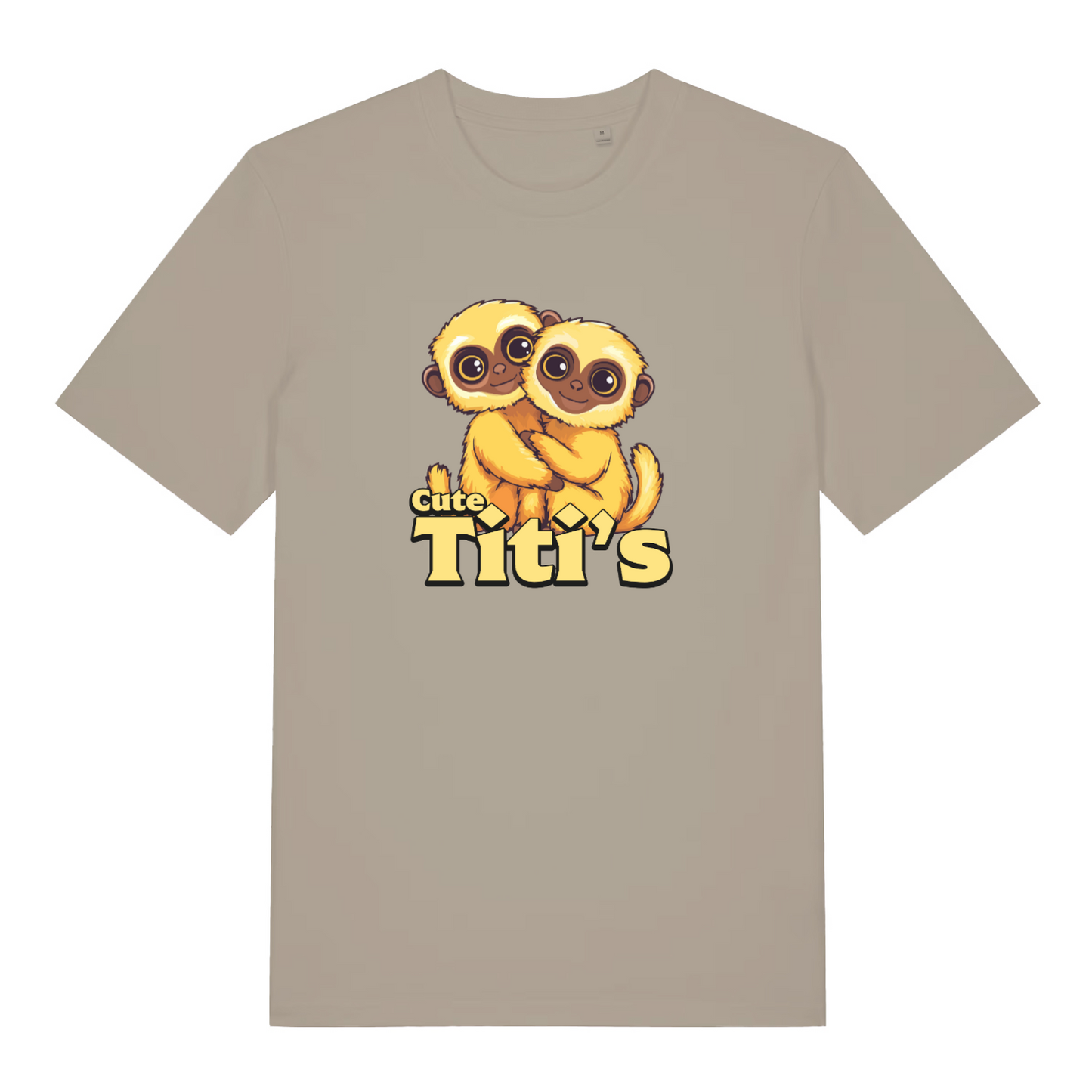 stone women's kawaii t-shirt with the graphic of two cute monkeys and the slogan 'cute titi's'