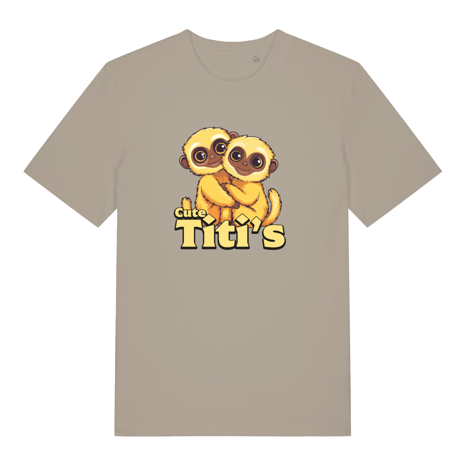 stone women's kawaii t-shirt with the graphic of two cute monkeys and the slogan 'cute titi's'