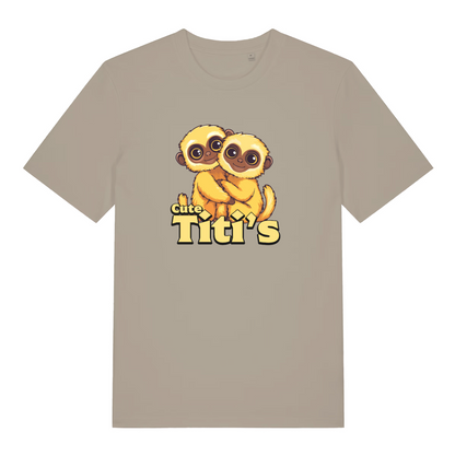 stone women's kawaii t-shirt with the graphic of two cute monkeys and the slogan 'cute titi's'