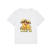 white kawaii t-shirt with the graphic of two little monkey's on and the slogan 'cute titis'