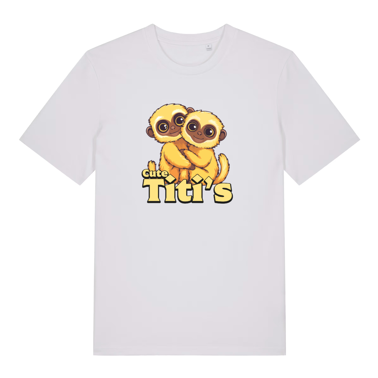 white women's kawaii t-shirt with the graphic of two cute monkeys and the slogan 'cute titi's'
