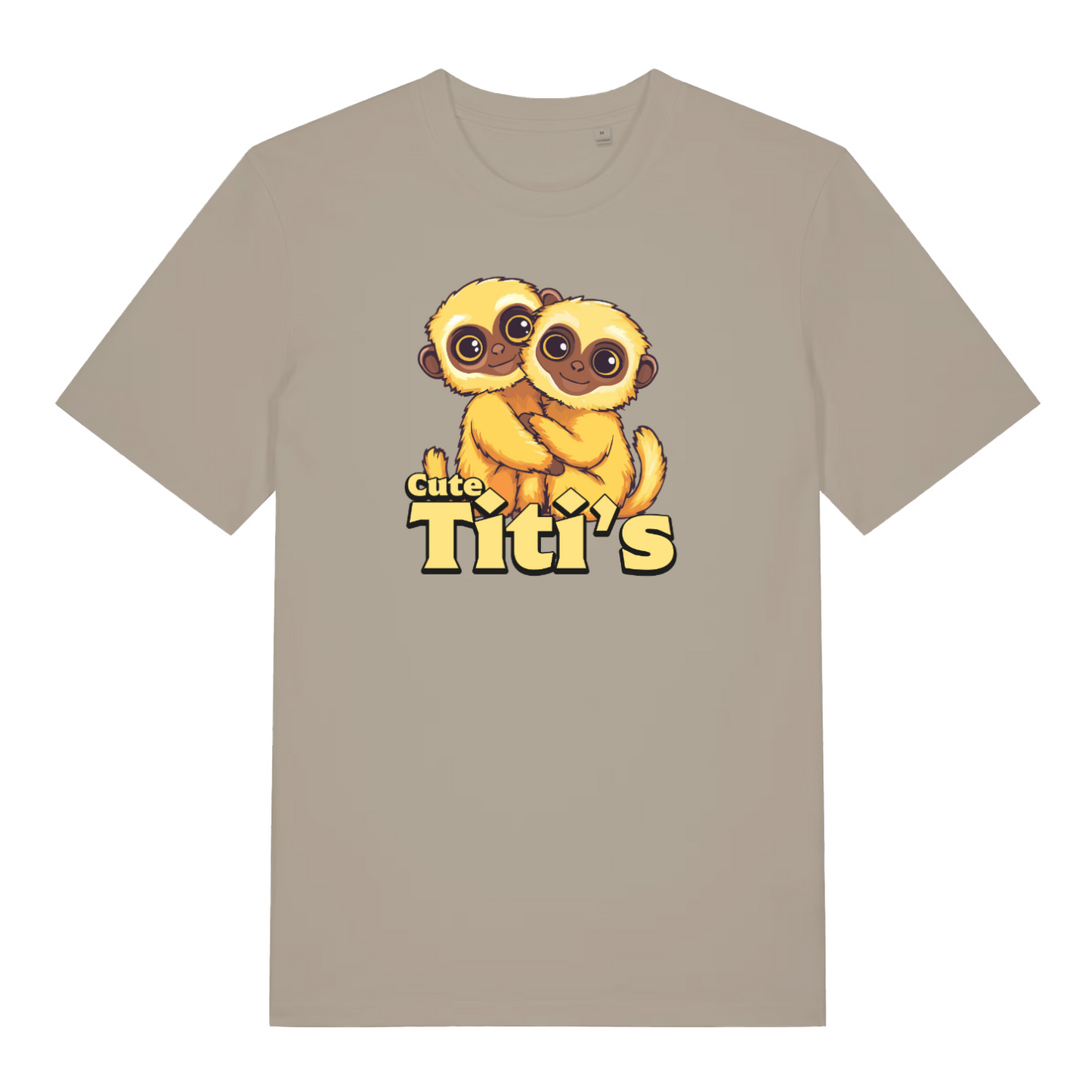 stone kawaii t-shirt with the graphic of a titi monkey and the slogan 'cute titis'